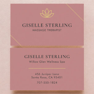 Roze Massage Therapeut Minimalistische Lotus Visitekaartje