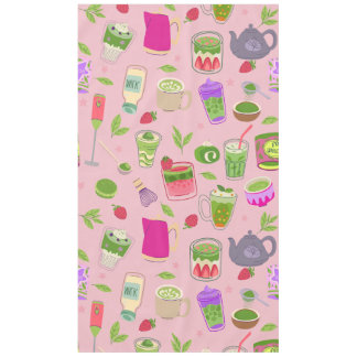 roze matcha theestrawberry smoothie tafelkleed