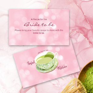 Roze Matcha Waterverf Vrijgezellenfeest Recept Informatiekaartje