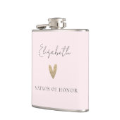 Roze Matron van Eer Goud Hart Modern Script Heupfles (Links)