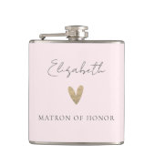 Roze Matron van Eer Goud Hart Modern Script Heupfles (Voorkant)