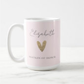 Roze Matron van Eer Goud Hart Modern Script Koffiemok (Links)