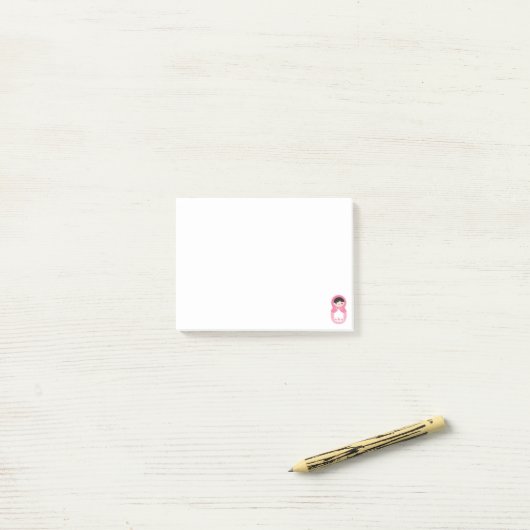 Roze Matryoshka Doll Post-it Notes (Op bureau)