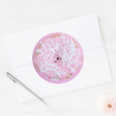 Roze matte donut witte strooi schattig zoet ronde sticker (Envelop)