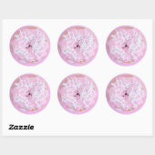 Roze matte donut witte strooi schattig zoet ronde sticker (Vel)