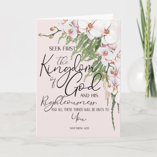 Roze Matthew 6:33 Zoek het Koninkrijk Gods Kaart (Voorkant)