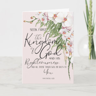 Roze Matthew 6:33 Zoek het Koninkrijk Gods Kaart