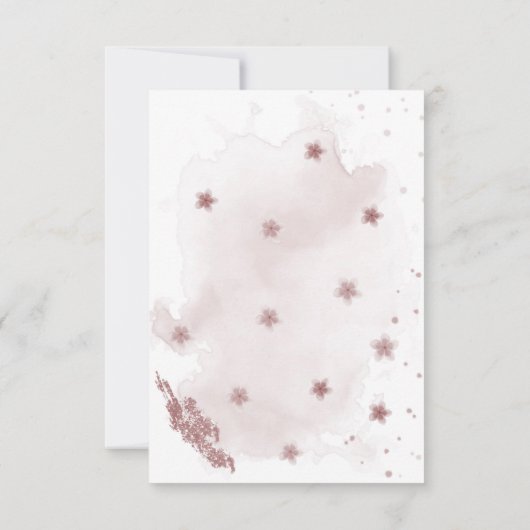 roze mauve bloemen groen bedankkaart (Achterkant)