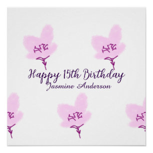 Roze mauve bloemige 15e verjaardag quinceanera naa perfect poster