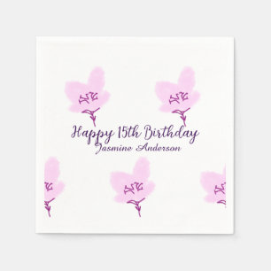 Roze mauve bloemige 15e verjaardag quinceanera naa servet
