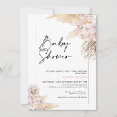 Roze Mauve Boho Pampas Grass Lijst Baby shower Kaart (Voorkant)