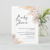 Roze Mauve Boho Pampas Grass Lijst Baby shower Kaart (Staand voorkant)