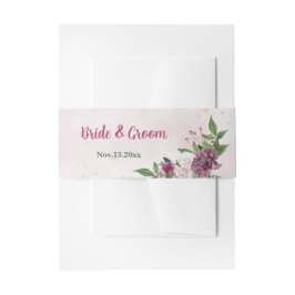 Roze mauve bordeaux groen bruiloft uitnodiging wor uitnodigingen wikkel