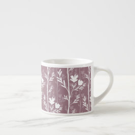 Roze mauve botanische stille bloemensilhouet espresso kop