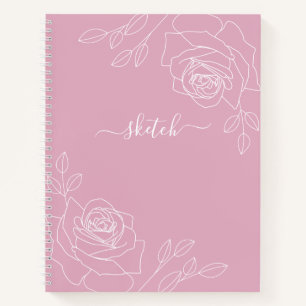 Roze Mauve Elegant Floral Sketchbook Notitieboek