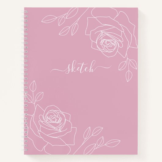 Roze Mauve Elegant Floral Sketchbook Notitieboek (Voorkant)