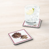 Roze mauve en donkerrode strobloem bier onderzetter (Rechterzijde)