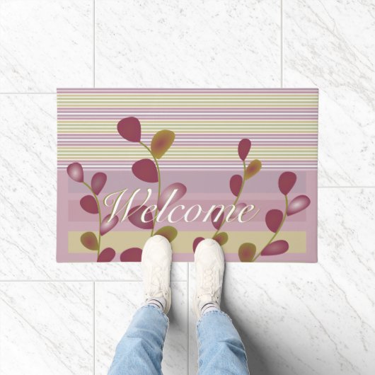 Roze Mauve en lichtgroen Deurmat (Binnen)