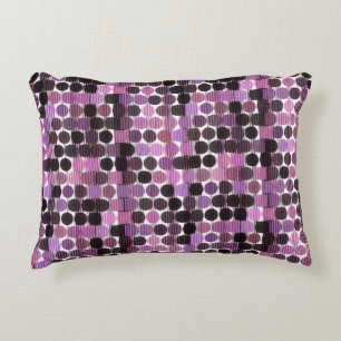 Roze, mauve en zwarte roos geometrisch accent kussen
