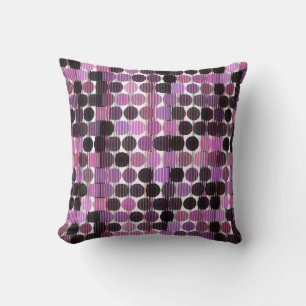 Roze, mauve en zwarte roos geometrisch kussen