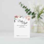 Roze Mauve Floral Date Night Idea Card Advieskaart (Staand voorkant)