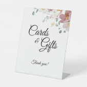 Roze Mauve  Floral Wedding Cards en Gifts Reclamebord Met Voetstuk (Voorkant)