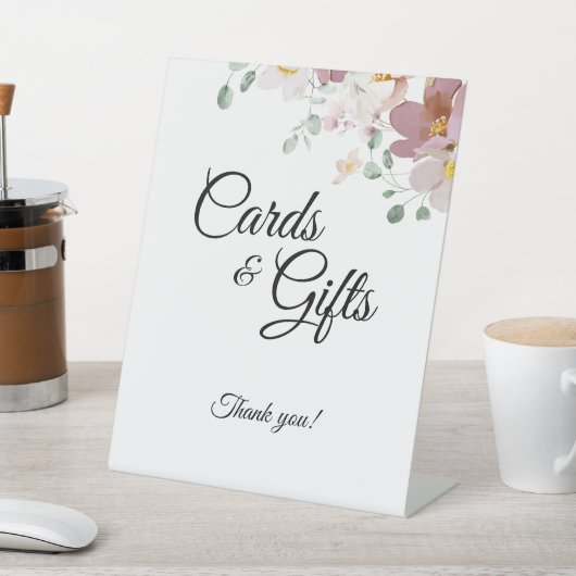 Roze Mauve  Floral Wedding Cards en Gifts Reclamebord Met Voetstuk (Insitu)