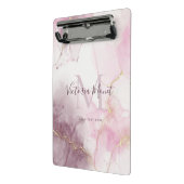 Roze Mauve Gold Vein Marble Script Mini Klembord (Angled2)