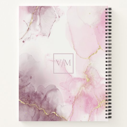 Roze Mauve Gold Vein Marble Script Notitieboek (Achterkant)