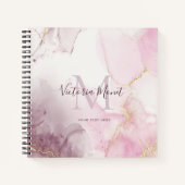 Roze Mauve Gold Vein Marble Script Notitieboek (Voorkant)