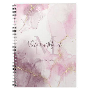 Roze Mauve Goud Ader Marmer Schrift Foto Notitieboek