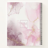 Roze Mauve Goud Ader Marmer Script Notitieboek (Achterkant)