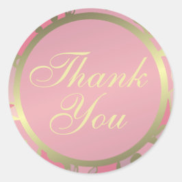 Roze Mauve Goud Bedankt Uniek Ronde Sticker