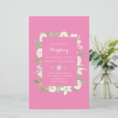 Roze Mauve Magnolia Budget Trouw Uitnodigingen A9 (Staand voorkant)