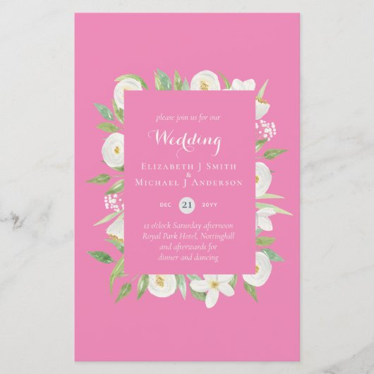 Roze Mauve Magnolia Budget Trouw Uitnodigingen A9 (Voorkant)