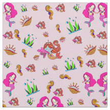 Roze Mauve Mermaids met Seapaarden & Shells