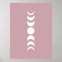 Roze / Mauve Minimalistische Maanfase Muurkunstpri Poster