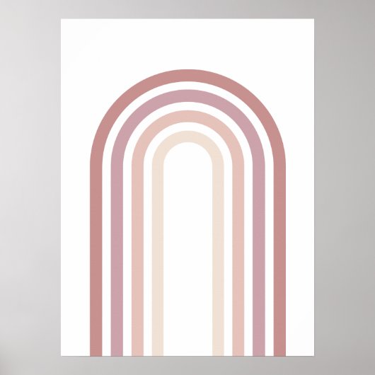 Roze & Mauve Minimalistische Regenboog Muurkunst P Poster (Voorkant)