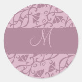 Roze & Mauve Monogram Ronde Sticker (Voorkant)