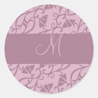 Roze & Mauve Monogram Ronde Sticker