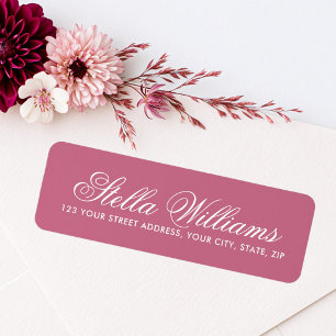 Roze mauve romantische kalligrafie lettertype etiket