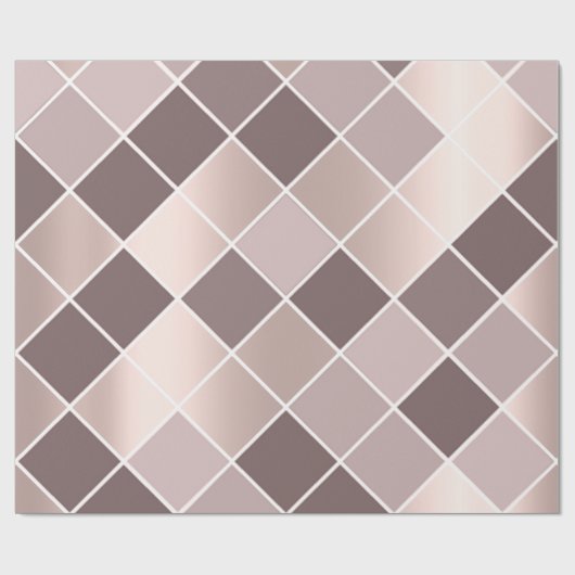 Roze Mauve Roos Skinny Geometry Chessboard Squares Cadeaupapier (Vlak)