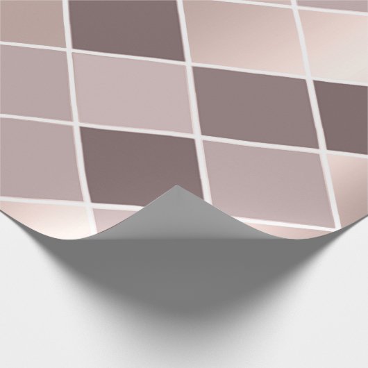 Roze Mauve Roos Skinny Geometry Chessboard Squares Cadeaupapier (Hoek)