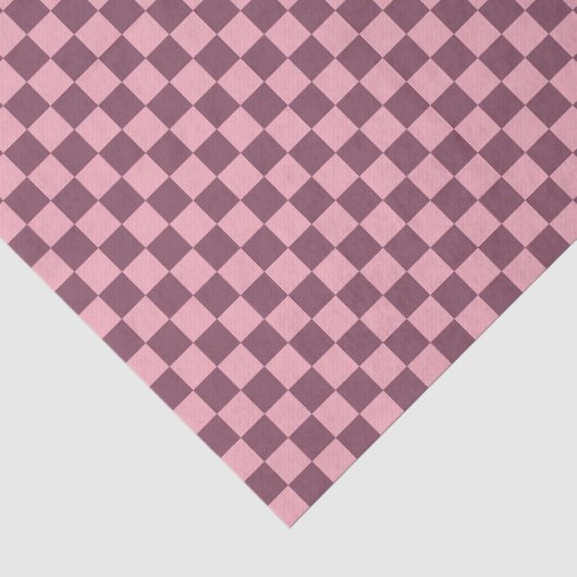 Roze Mauve Schachbrett Geruit Meisjesachtig Retro Tissuepapier (Detail)