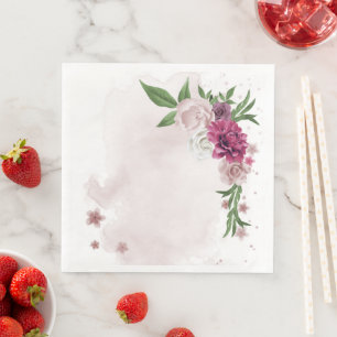 roze mauve witte bloem servet