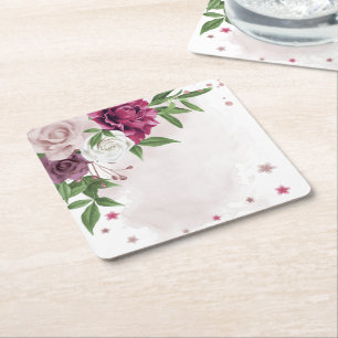 roze mauve witte bloemen botanisch kartonnen onderzetters