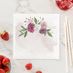 roze mauve witte bloemen botanisch servet