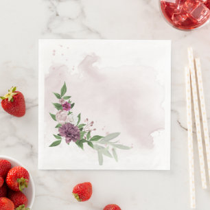 roze mauve witte bloemen botanisch  servet