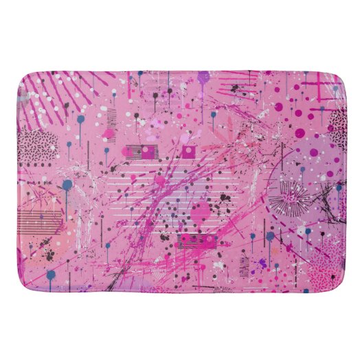 Roze Maximalistische Abstract: Frambozen Sundae Badmat (Voorkant)
