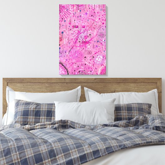 Roze Maximalistische Abstract: Frambozen Sundae Canvas Afdruk (Insitu (Slaapkamer))